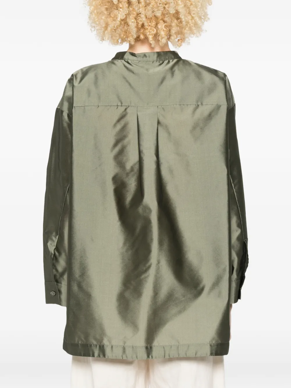 'S Max Mara Blouse met verborgen sluiting en bandkraag Groen