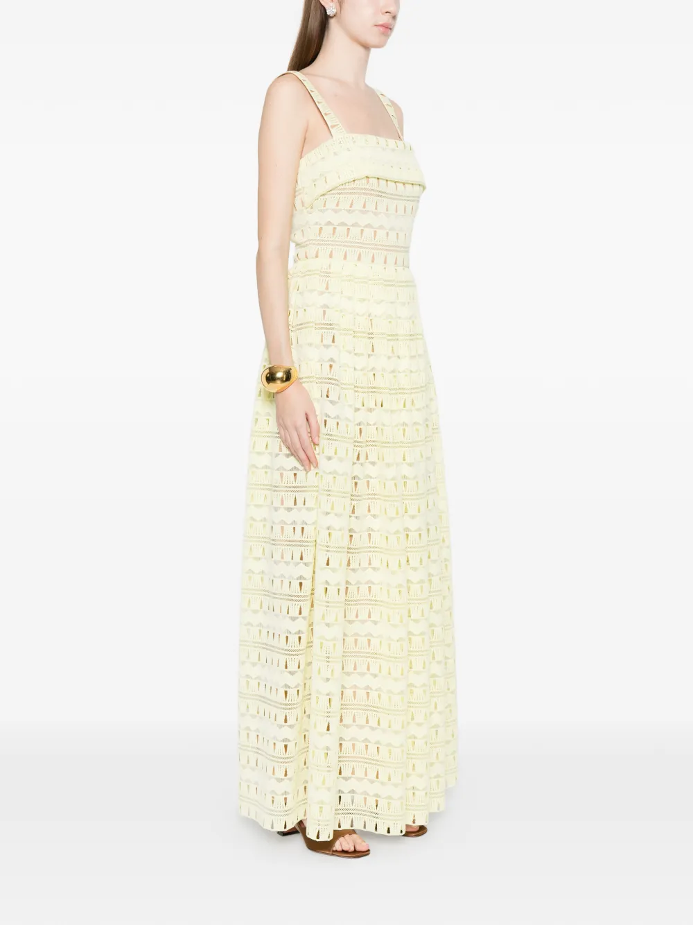 Elie Saab Maxi-jurk met ruches Geel