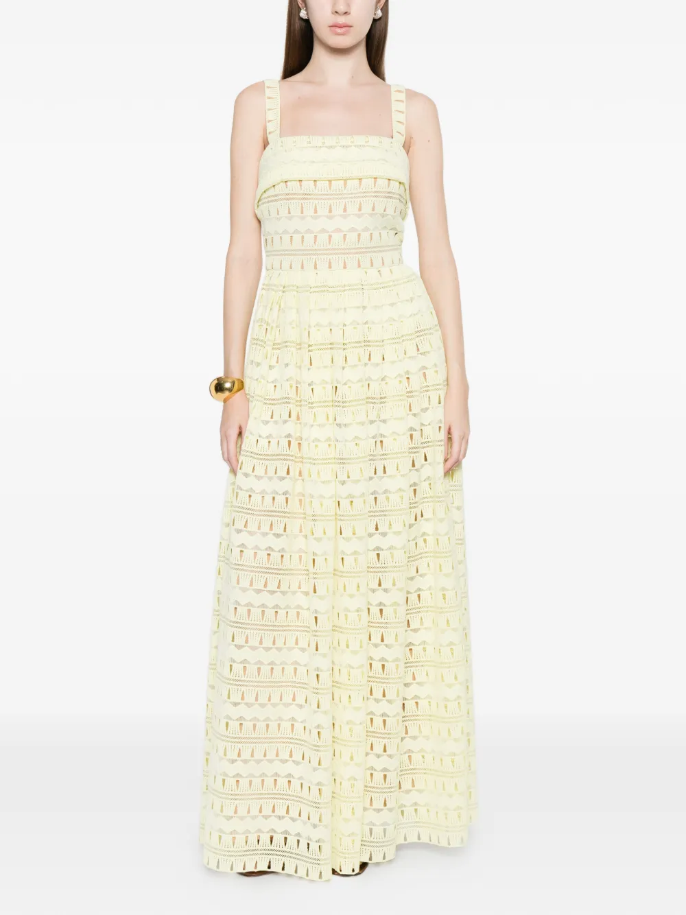 Elie Saab Maxi-jurk met ruches Geel
