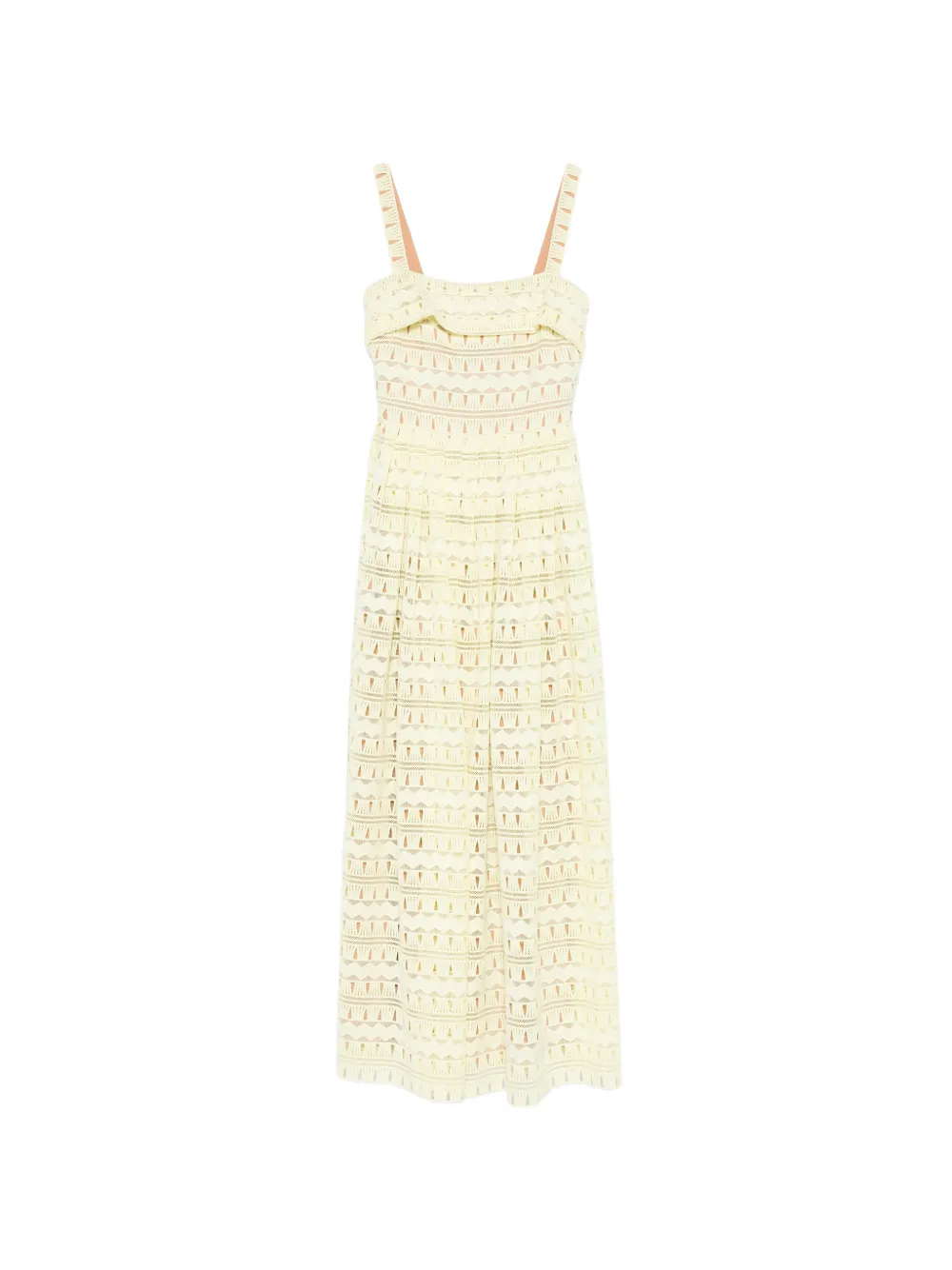 Elie Saab Ruffle-detail Lace Maxi Dress In Yellow