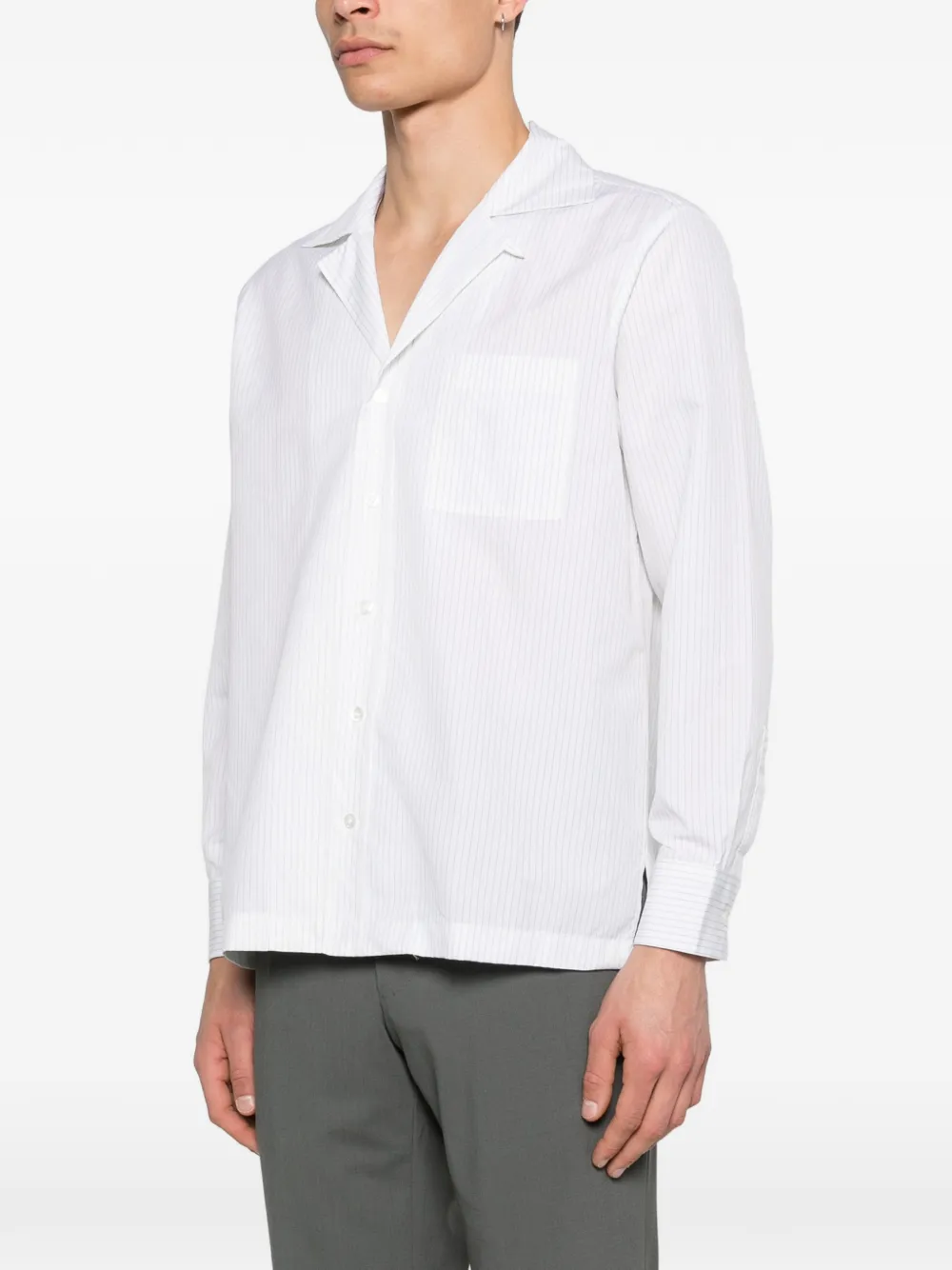  Lardini Paul Striped-pattern Chest-pocket Shirt - White 