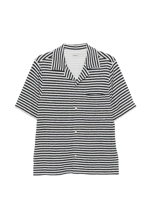 Simkhai Striped Short-sleeve Shirt in Blue