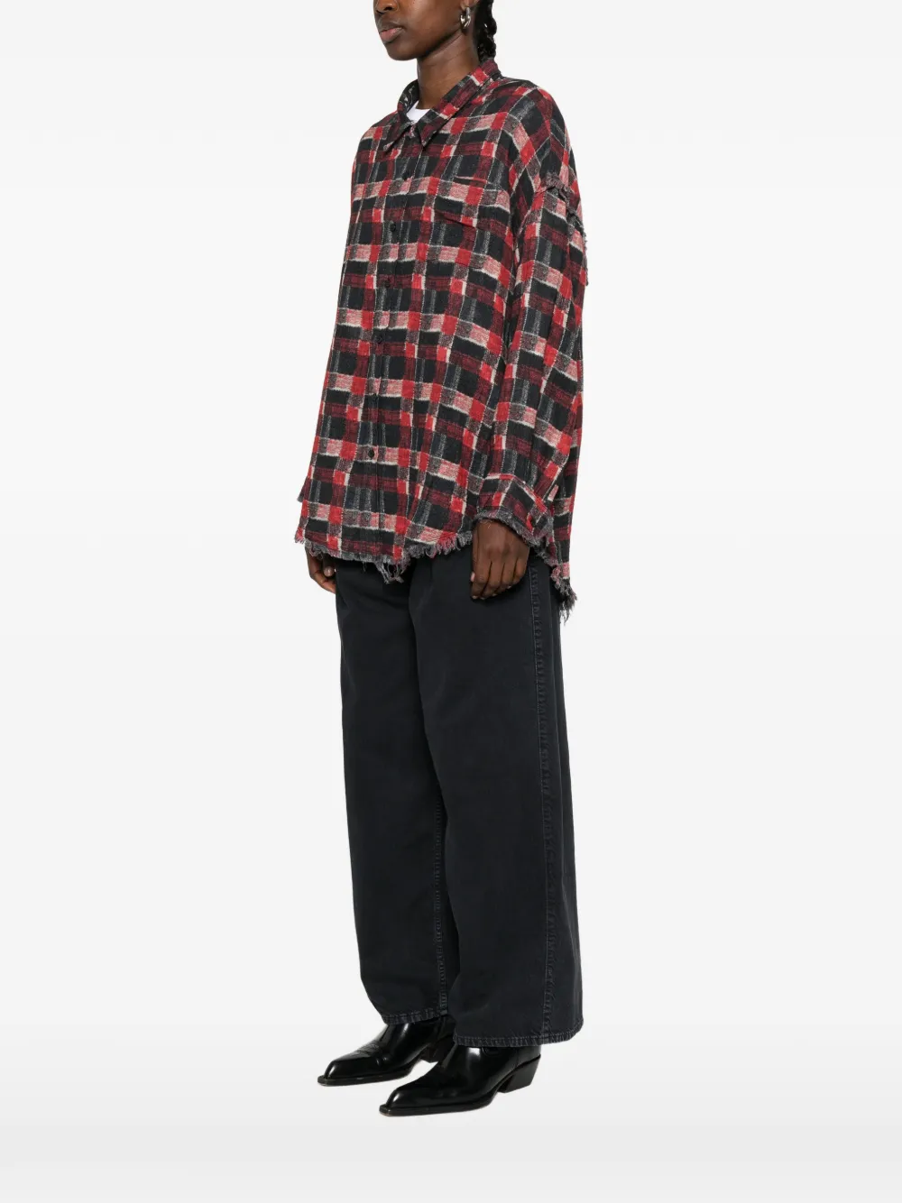  R13 Checked Reversible Shirt - Red 