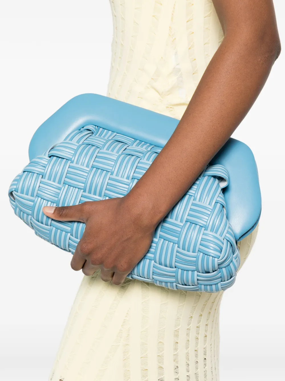  Themoirè Woven Clutch Bag - Blue 
