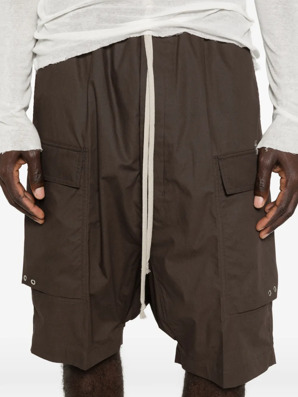 Rick Owens Cargo Pods shorts met trekkoord Bruin