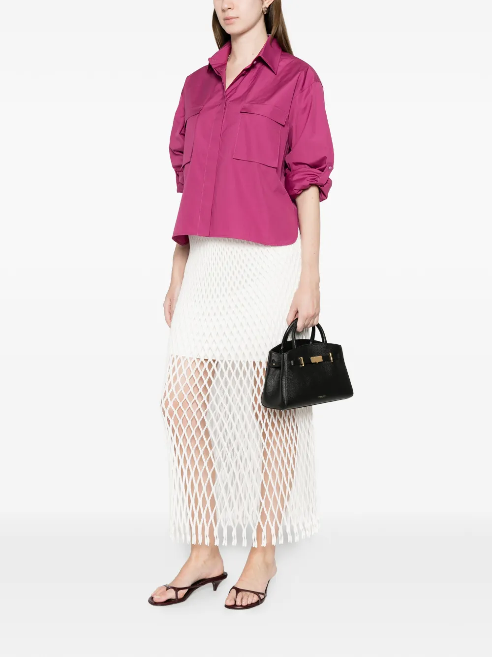  Max Mara Mtenue Flap Pockets Curved Hem Shirt - Pink 