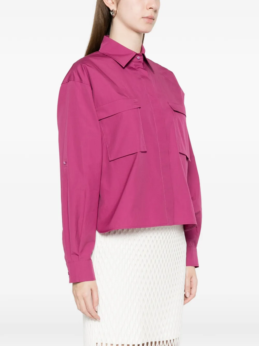  Max Mara Mtenue Flap Pockets Curved Hem Shirt - Pink 