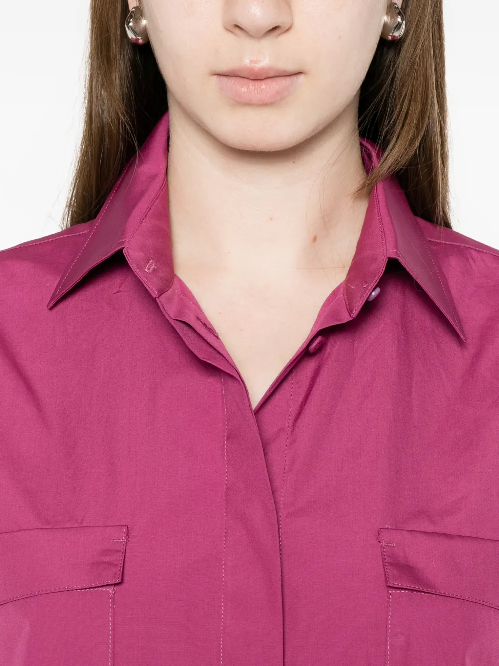 Max Mara Mtenue blouse met klepzakken en gewelfde zoom Roze