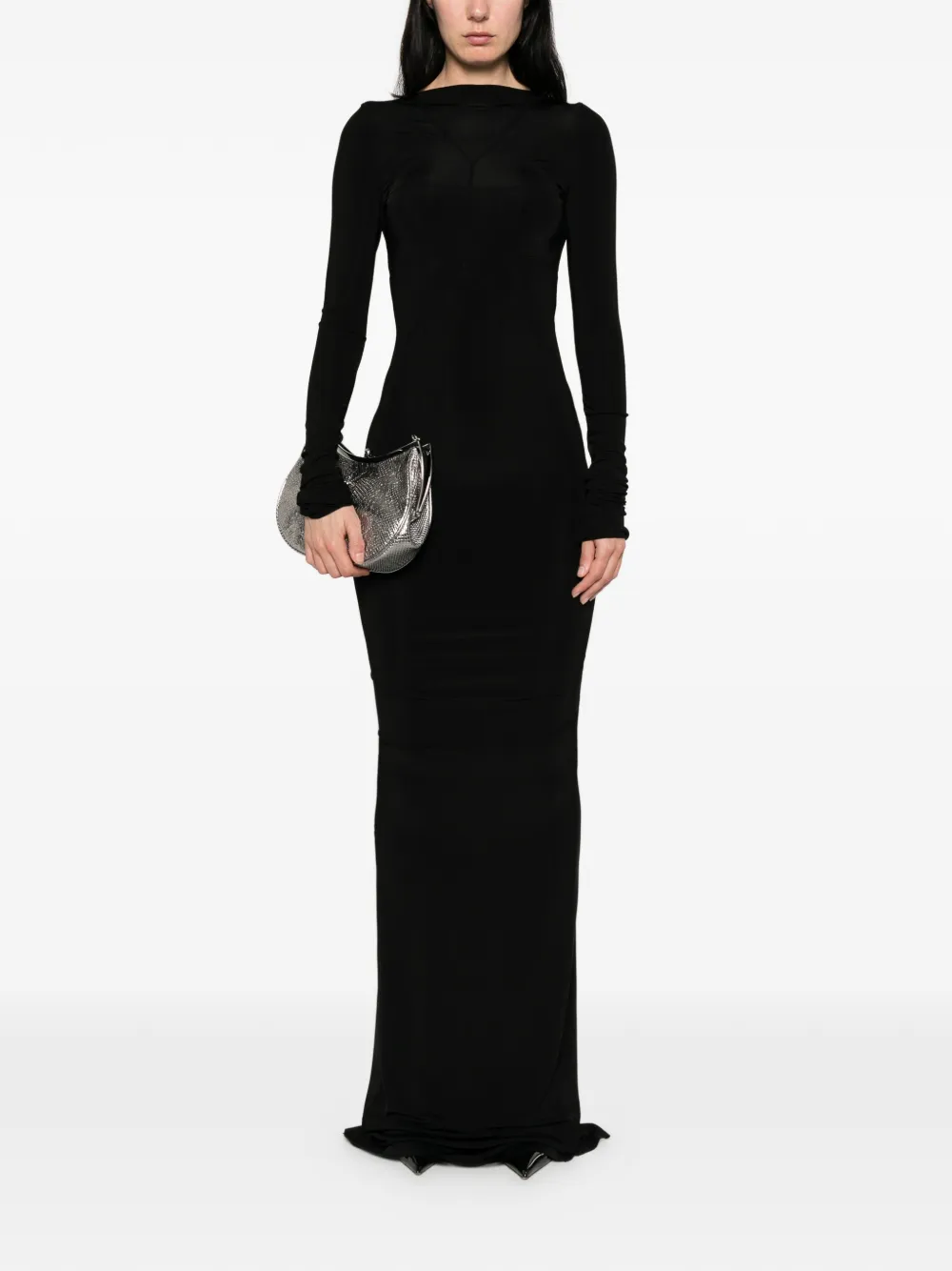 Rick Owens Temple maxi-jurk met lange mouwen Zwart