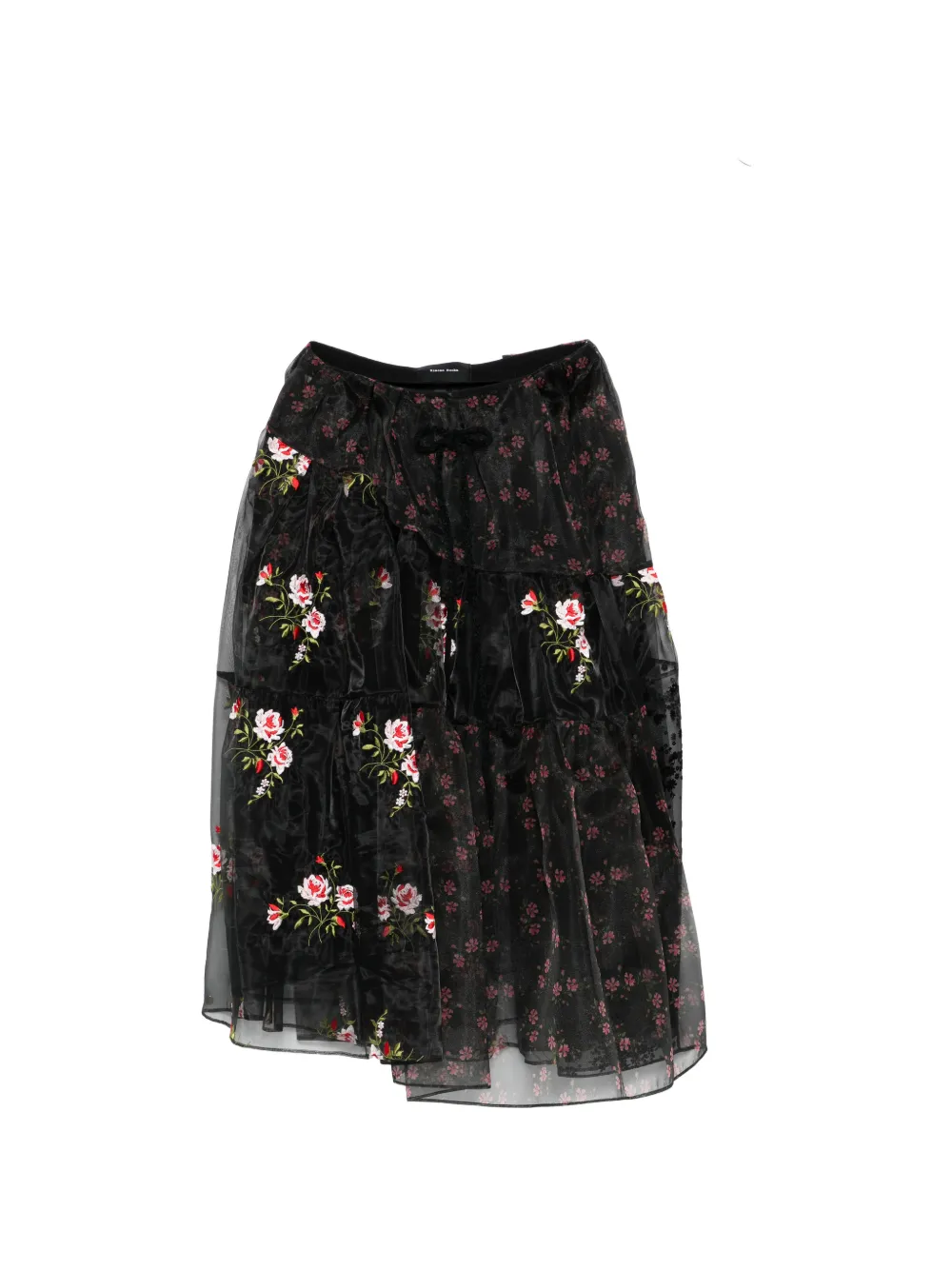 Simone Rocha floral tiered midi skirt - Nero