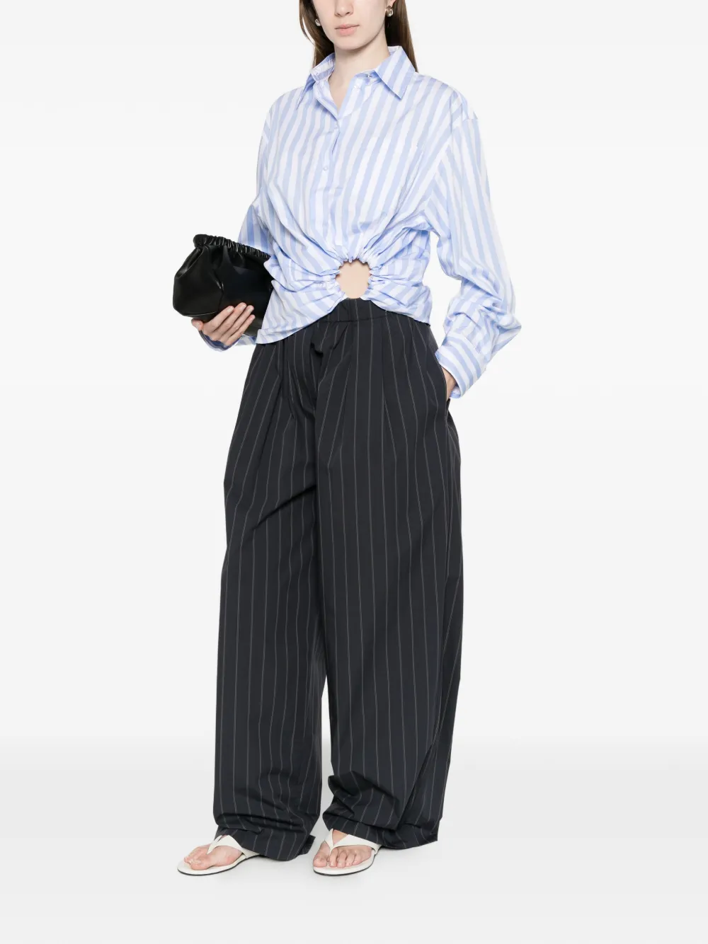 Sportmax Palmizi gestreept blouse met ringdetail Blauw