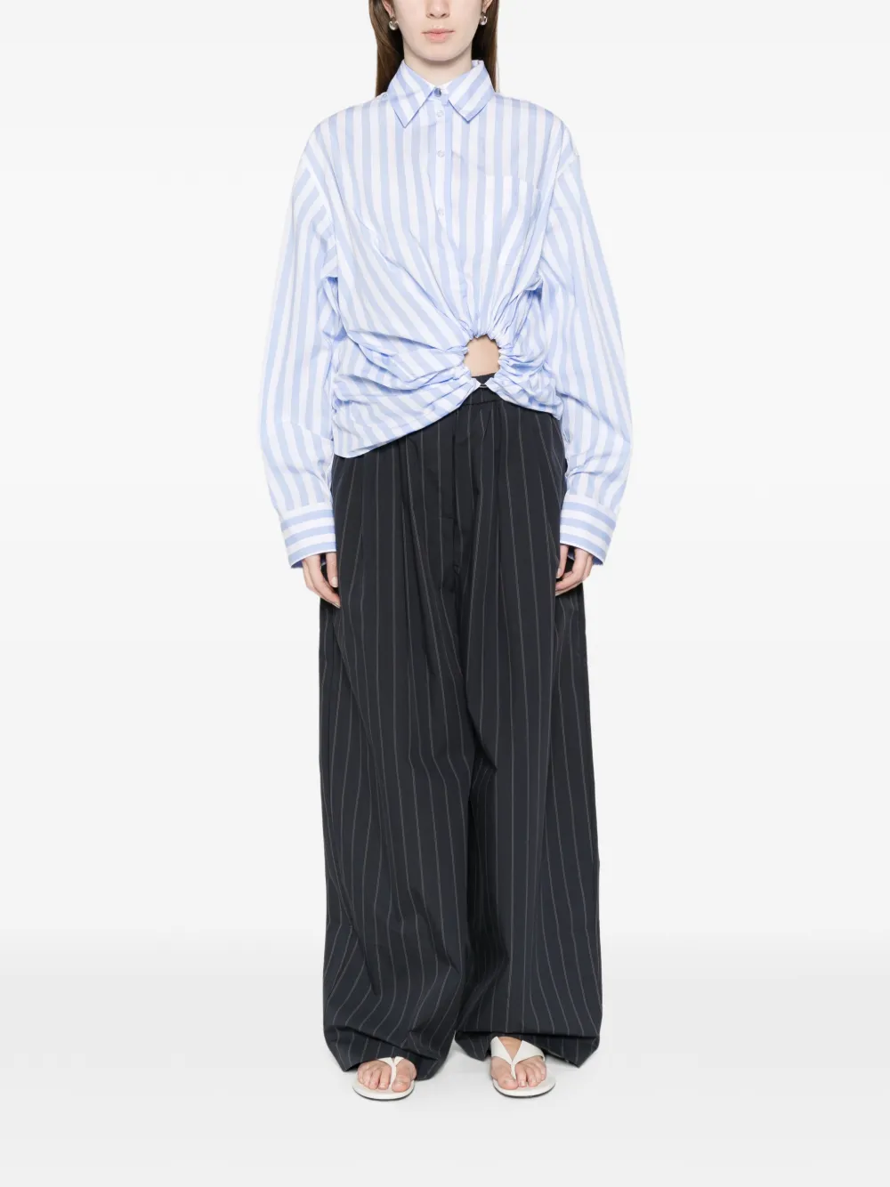 Sportmax Palmizi gestreept blouse met ringdetail Blauw