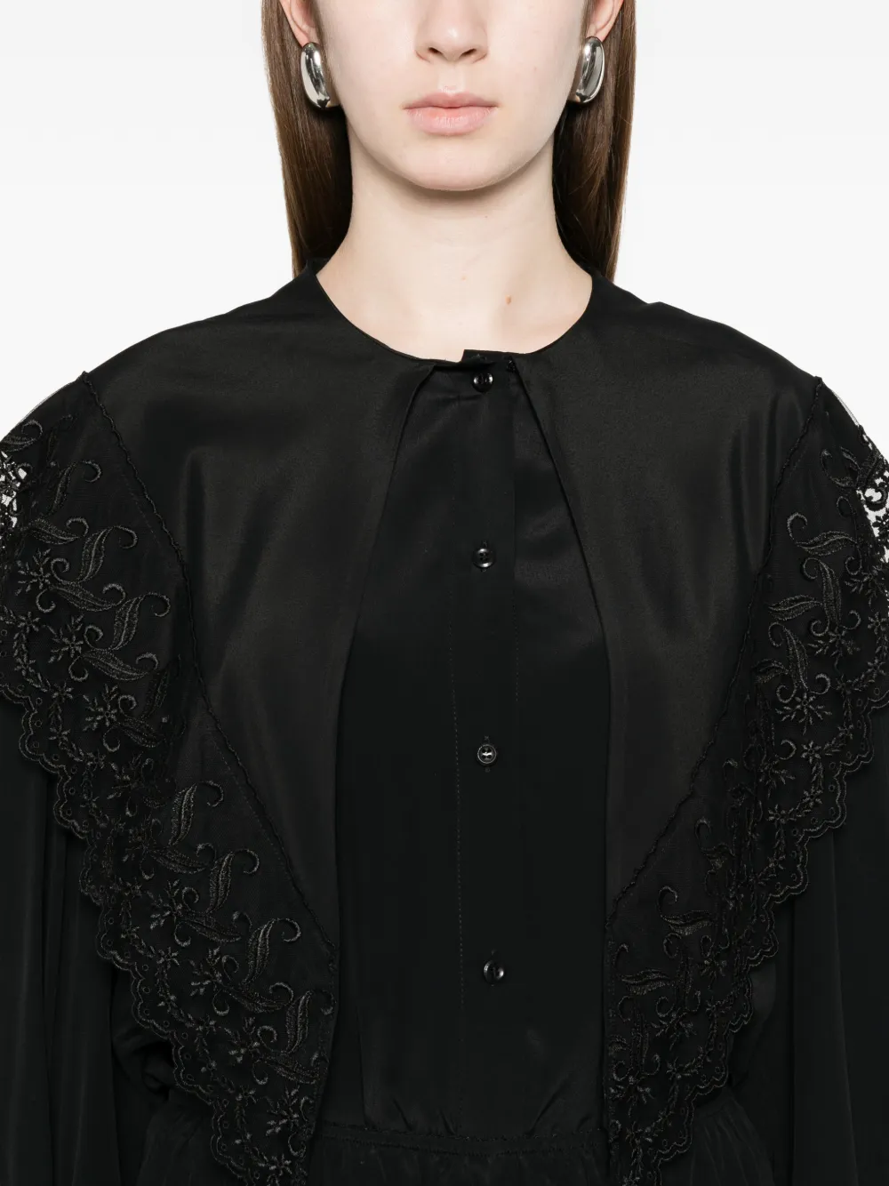 Simone Rocha Shirt met kanten afwerking Zwart