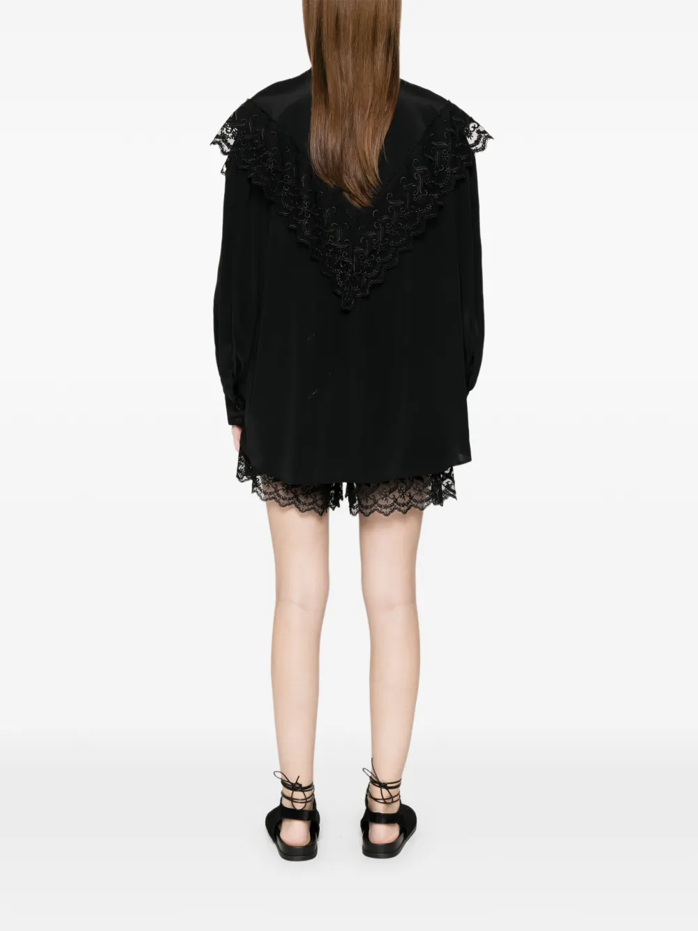 Simone Rocha Shirt met kanten afwerking Zwart