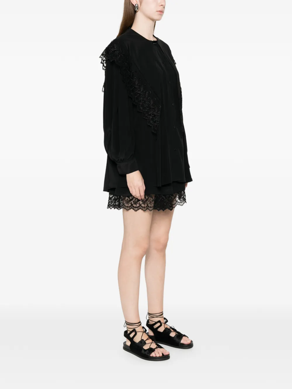 Simone Rocha Shirt met kanten afwerking Zwart