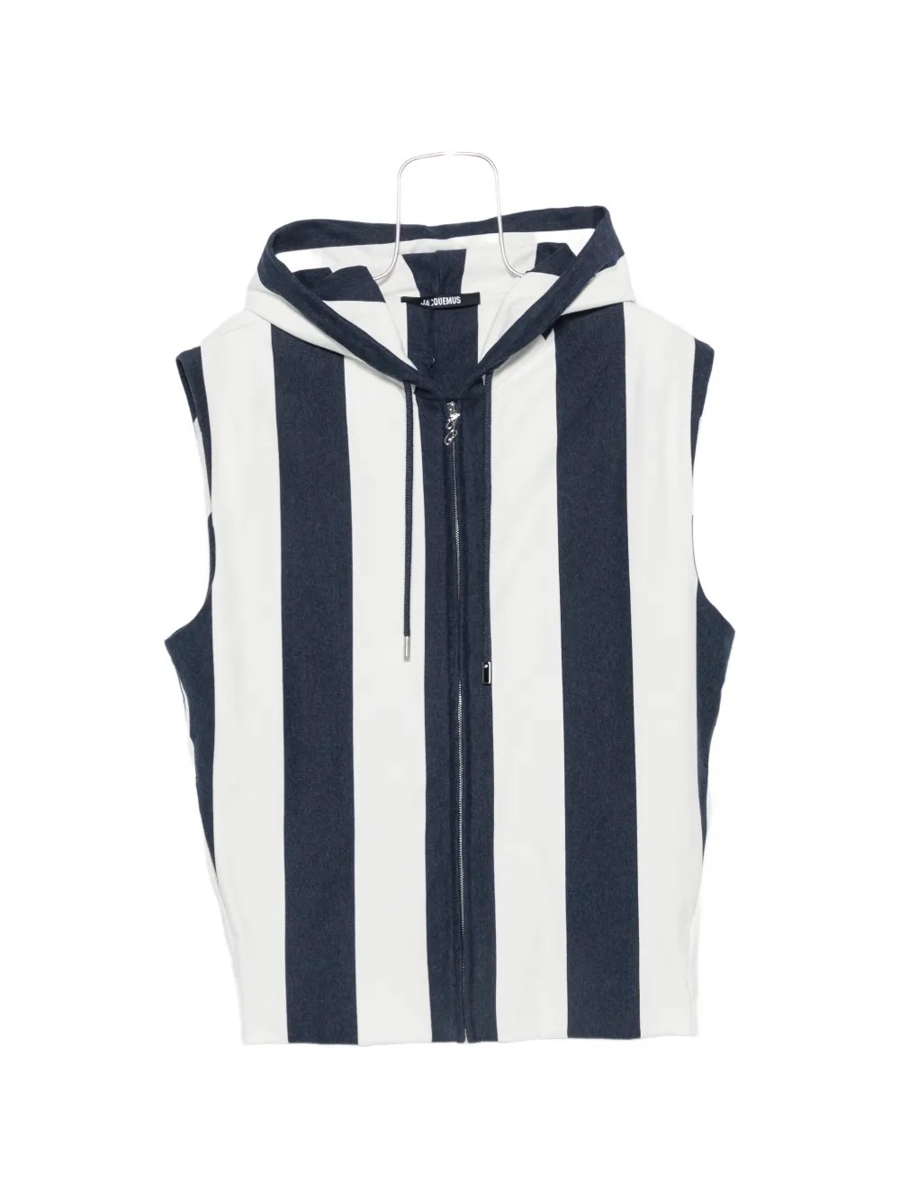 Jacquemus Striped Zip Gilet In Blue