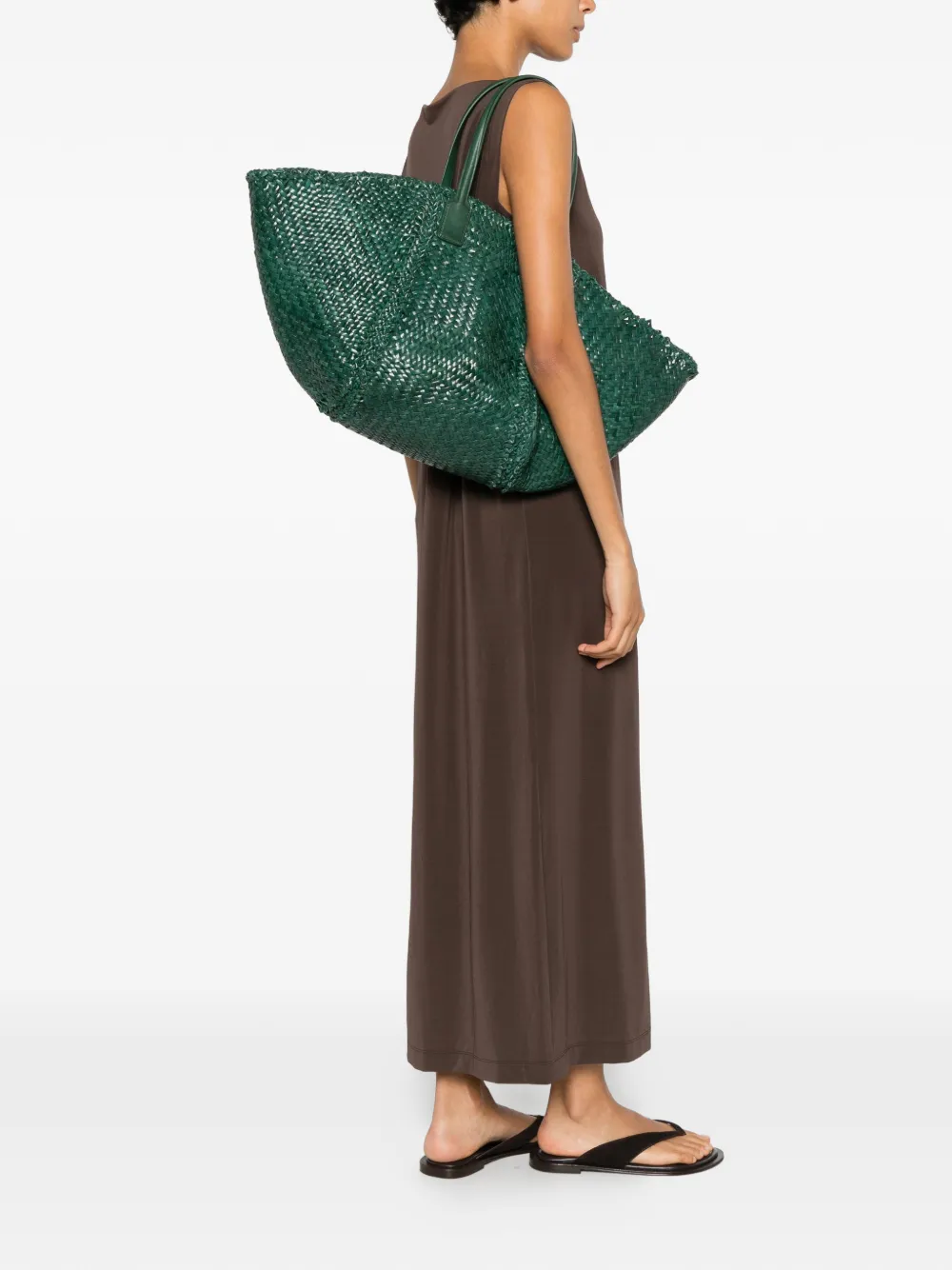 DRAGON DIFFUSION Teresa geweven leren shopper Groen
