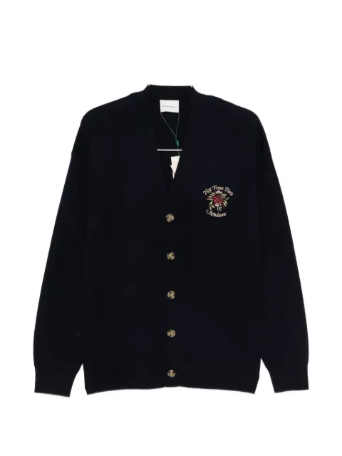 Drôle De Monsieur rose-embroidery button-up cardigan