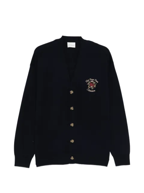 Drôle De Monsieur rose-embroidery button-up cardigan