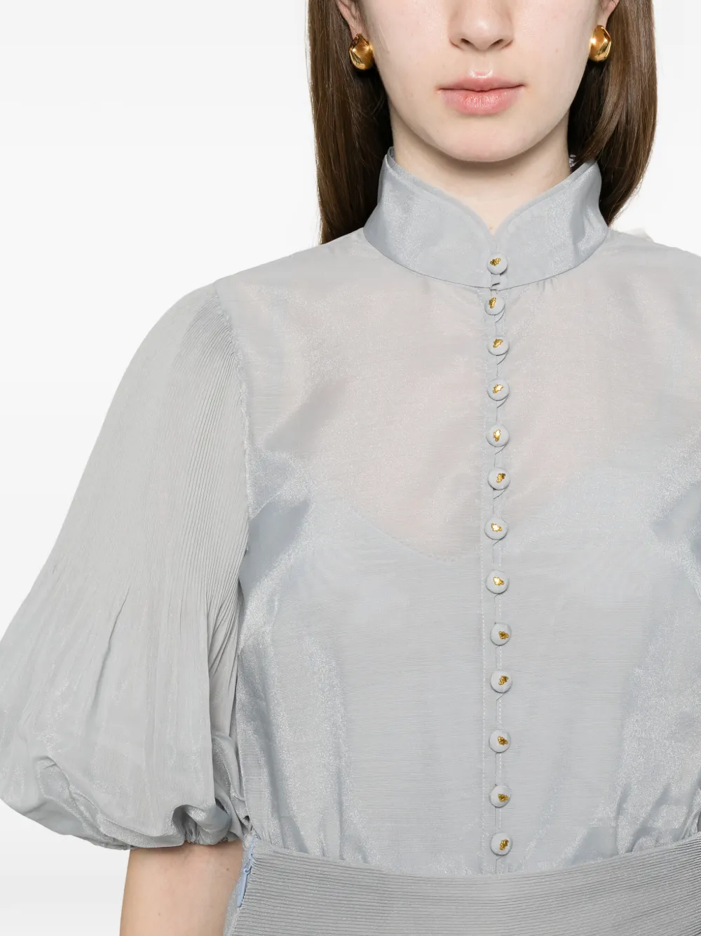 ZIMMERMANN Button blouse met bisschopmouwen Blauw