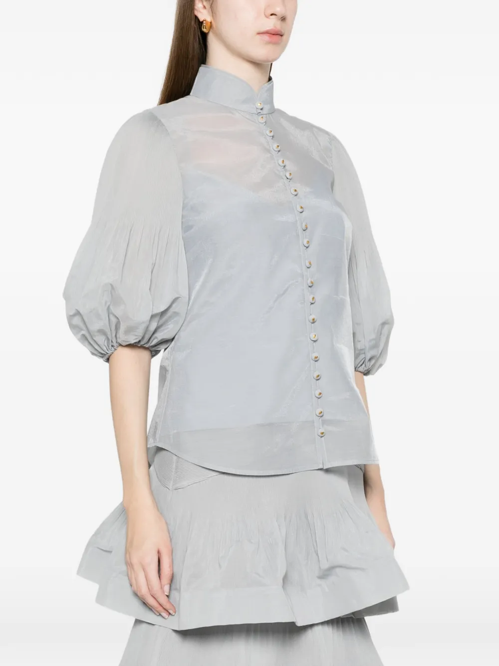 ZIMMERMANN Button blouse met bisschopmouwen Blauw