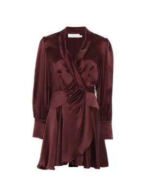 ZIMMERMANN Ruffled Silk Mini Dress | Brown | FARFETCH KW