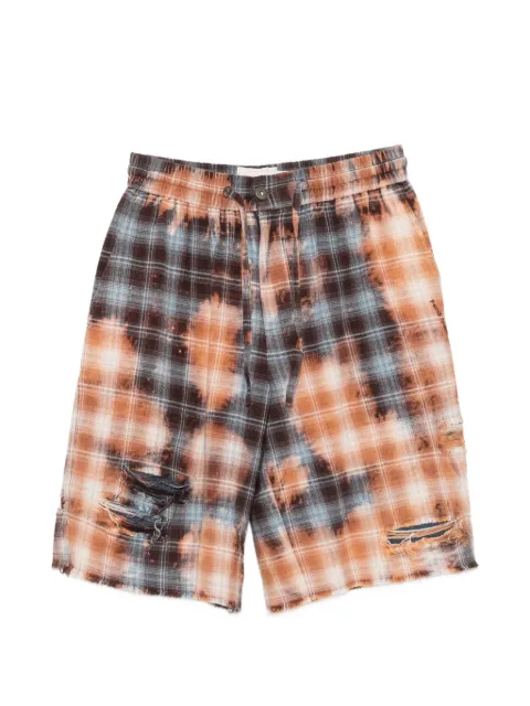 Feng Chen Wang check-pattern distressed shorts