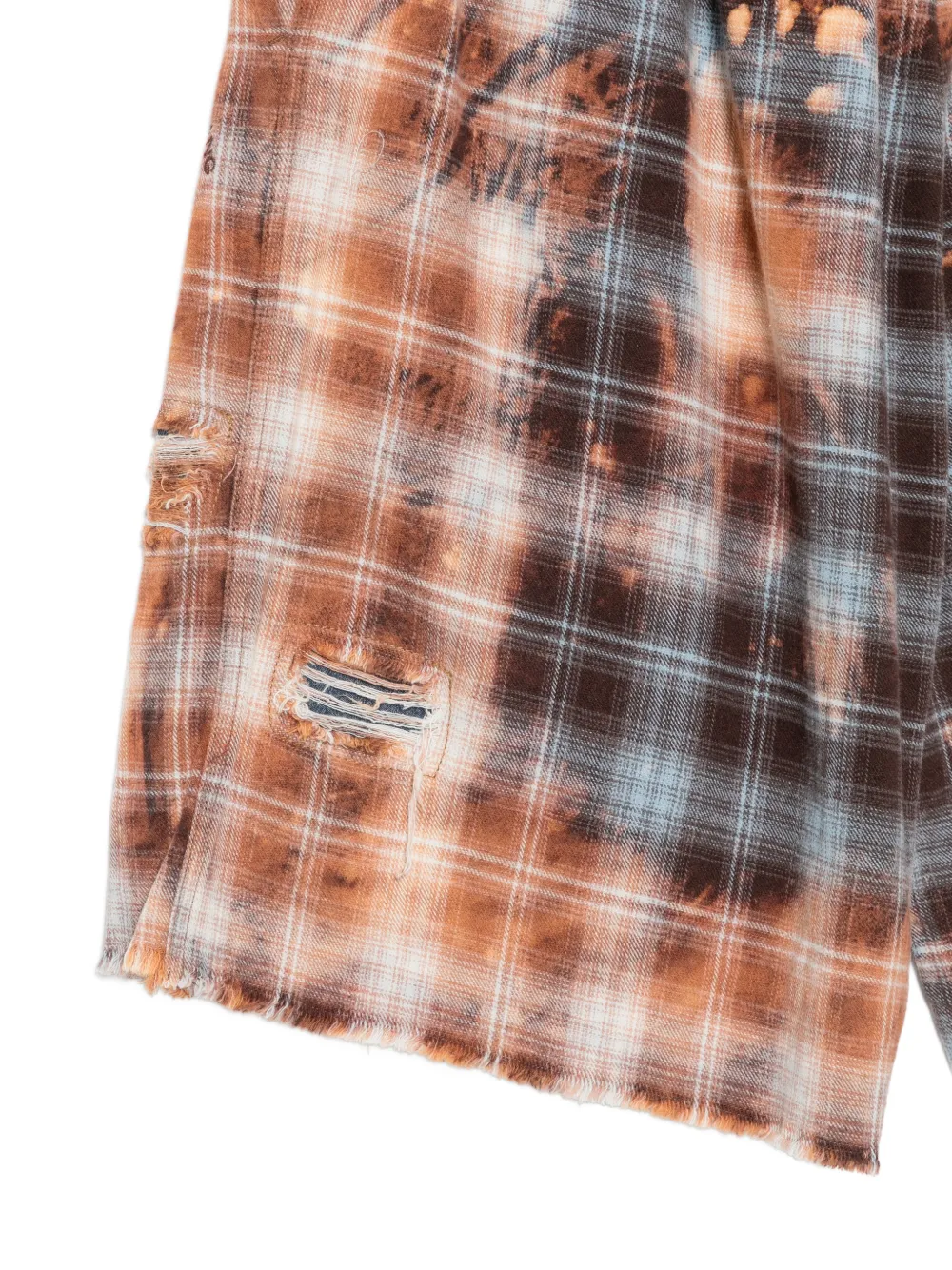 Feng Chen Wang Geruite gerafelde shorts Bruin