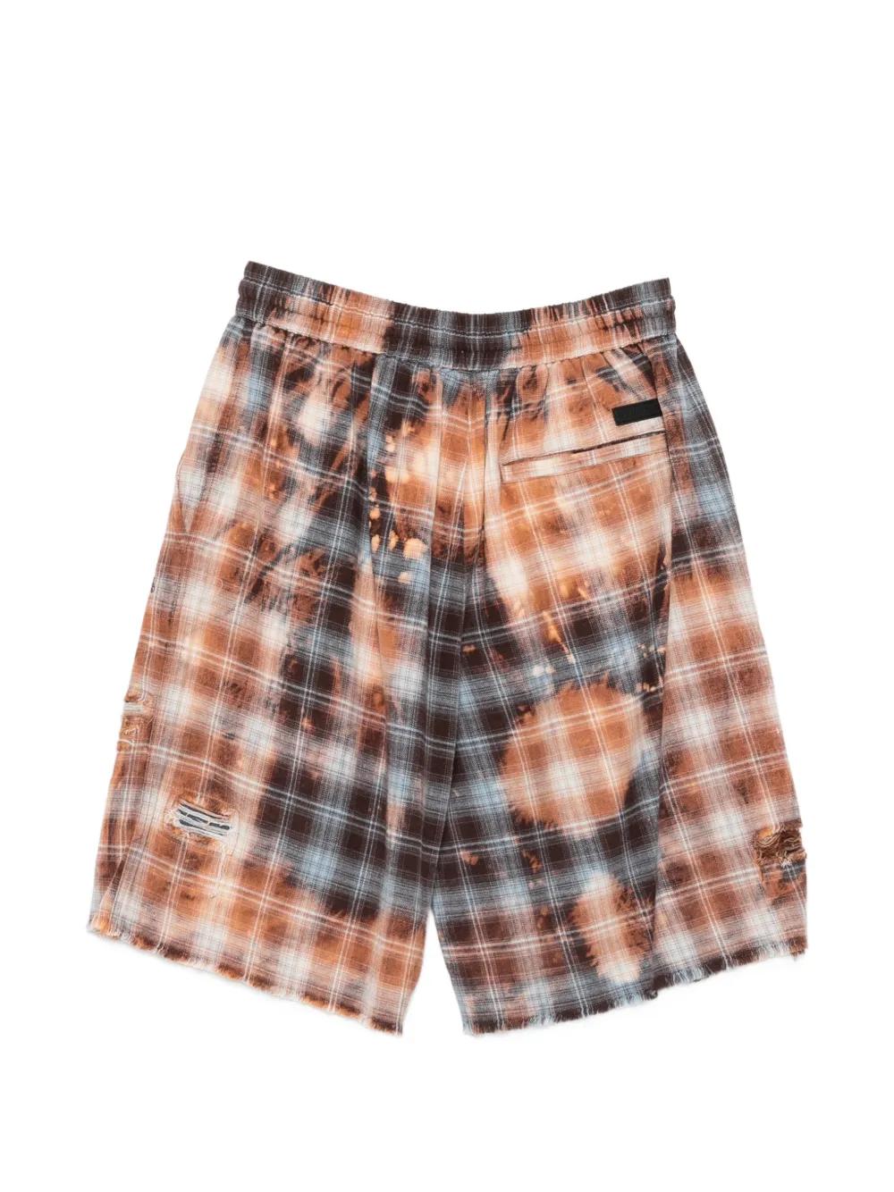 Feng Chen Wang Geruite gerafelde shorts Bruin