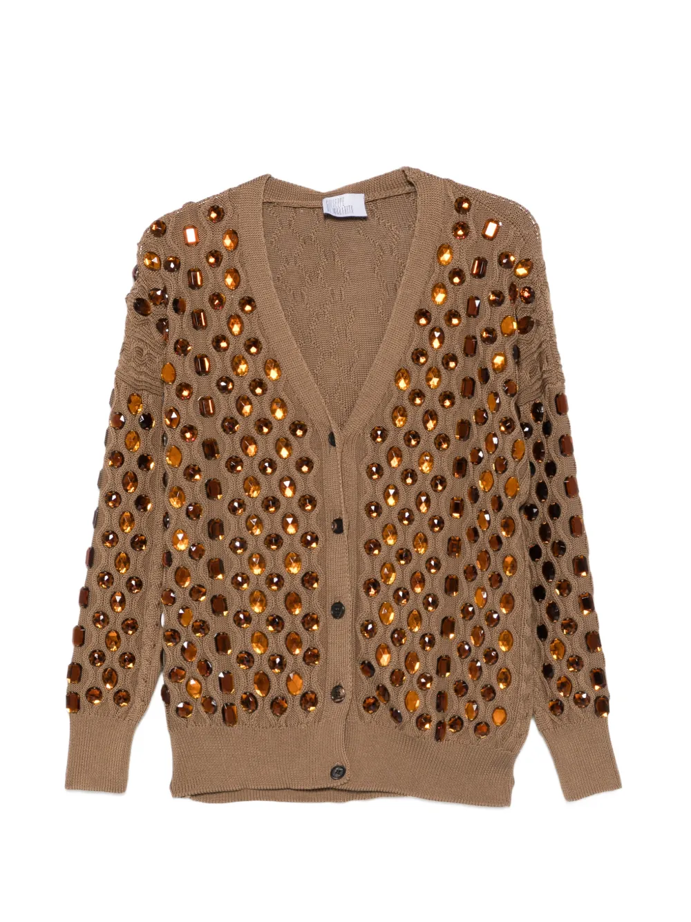 Giuseppe Di Morabito embellished cable-knit cardigan - Brown