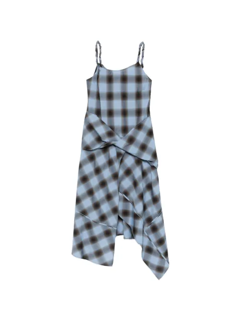 Feng Chen Wang vestido midi con cuadros estampados