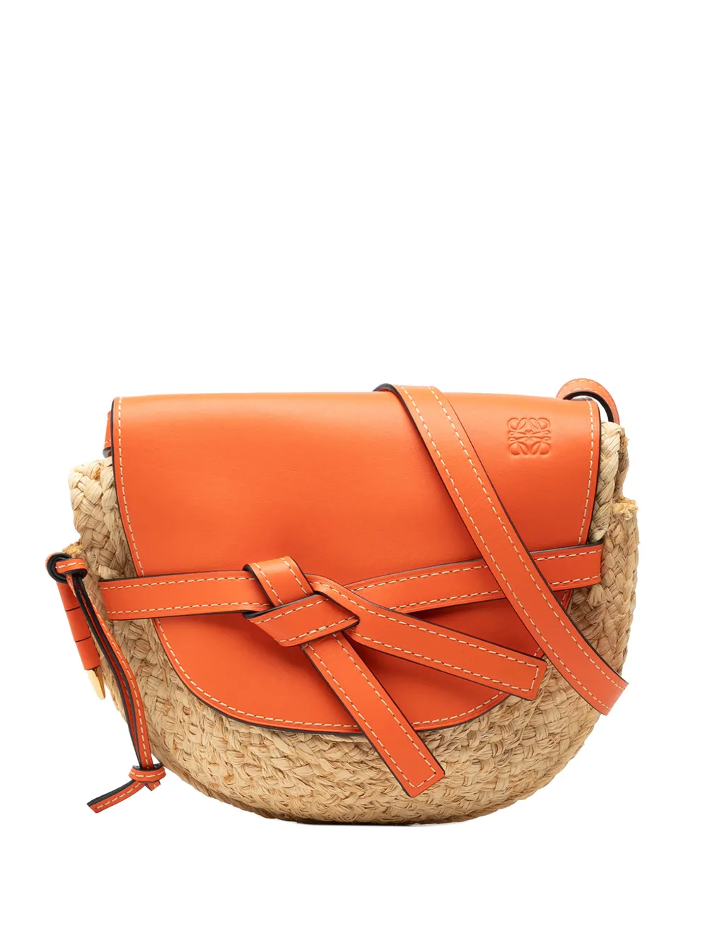 Loewe Pre-Owned Borsa a tracolla Gate media in rafia 2018 - Marrone