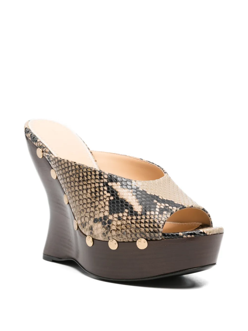 Magda Butrym snakeskin studded sandals Beige
