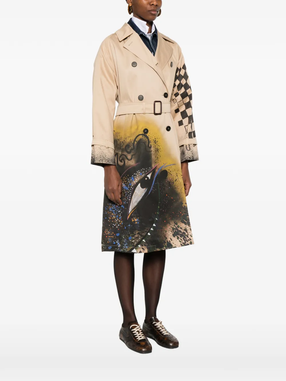  Weekend Max Mara Belted Graphic Coat - Neutrals 