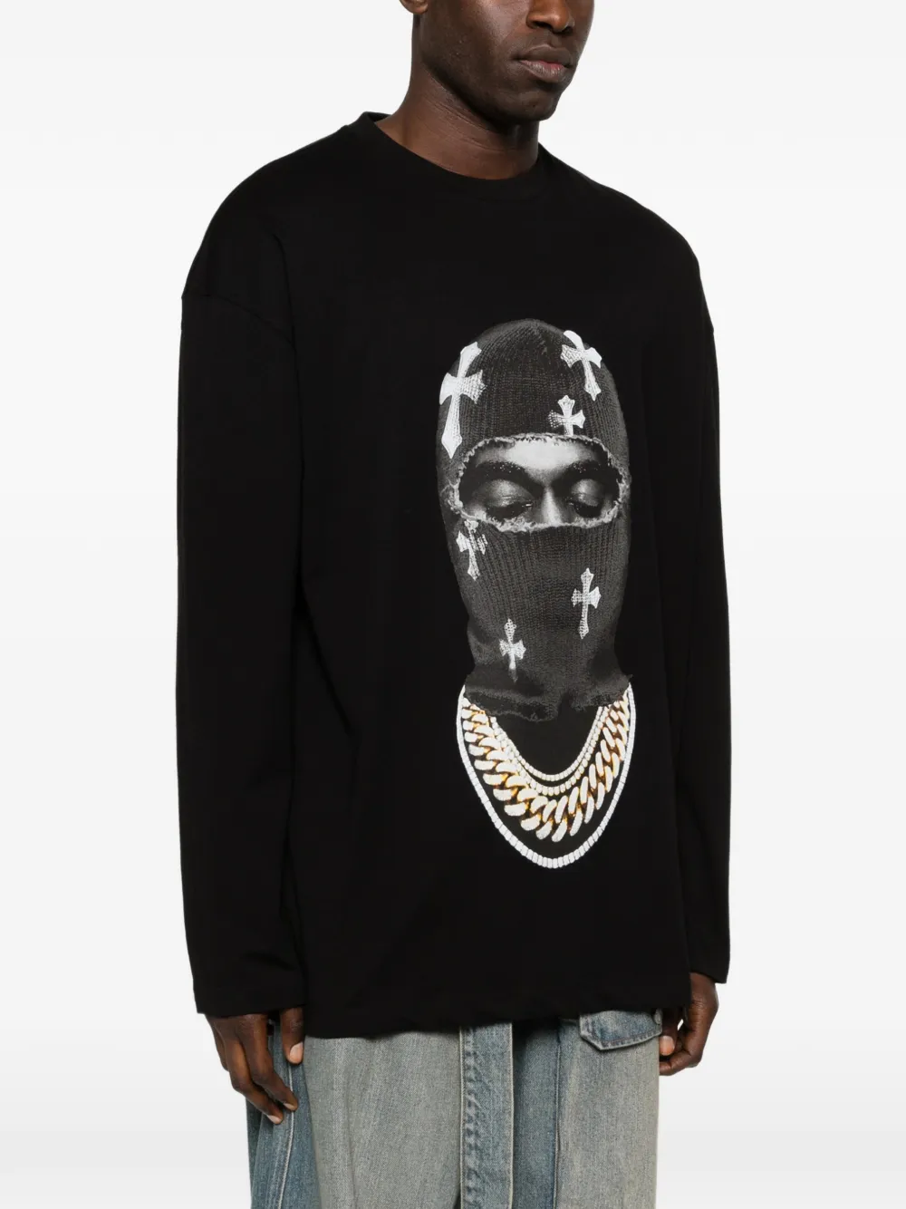 Ih Nom Uh Nit Mask Crosses sweater met ronde hals Zwart