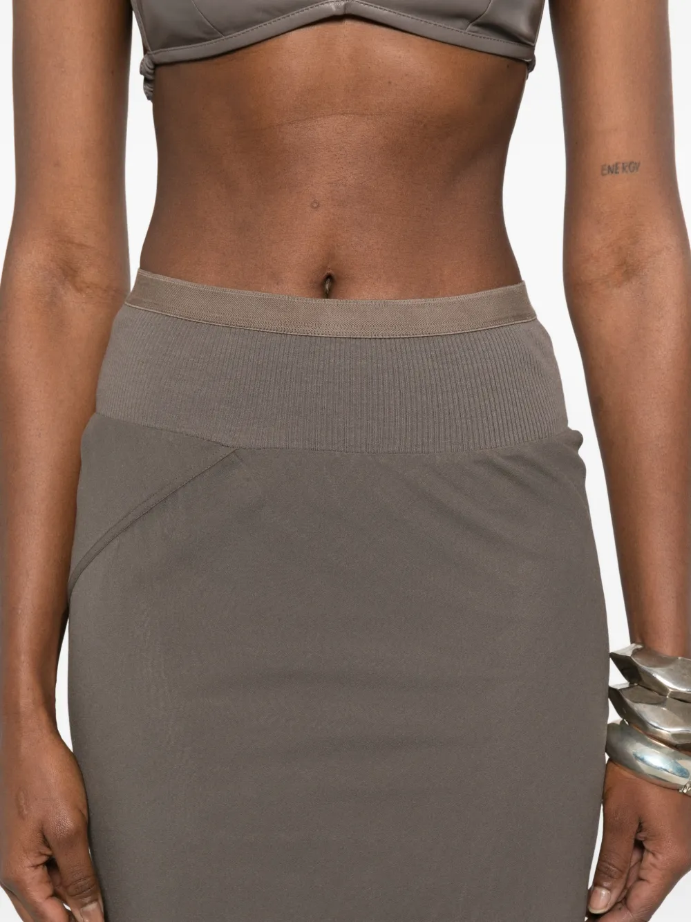 Rick Owens Maxi-rok met geribbelde zoom Grijs