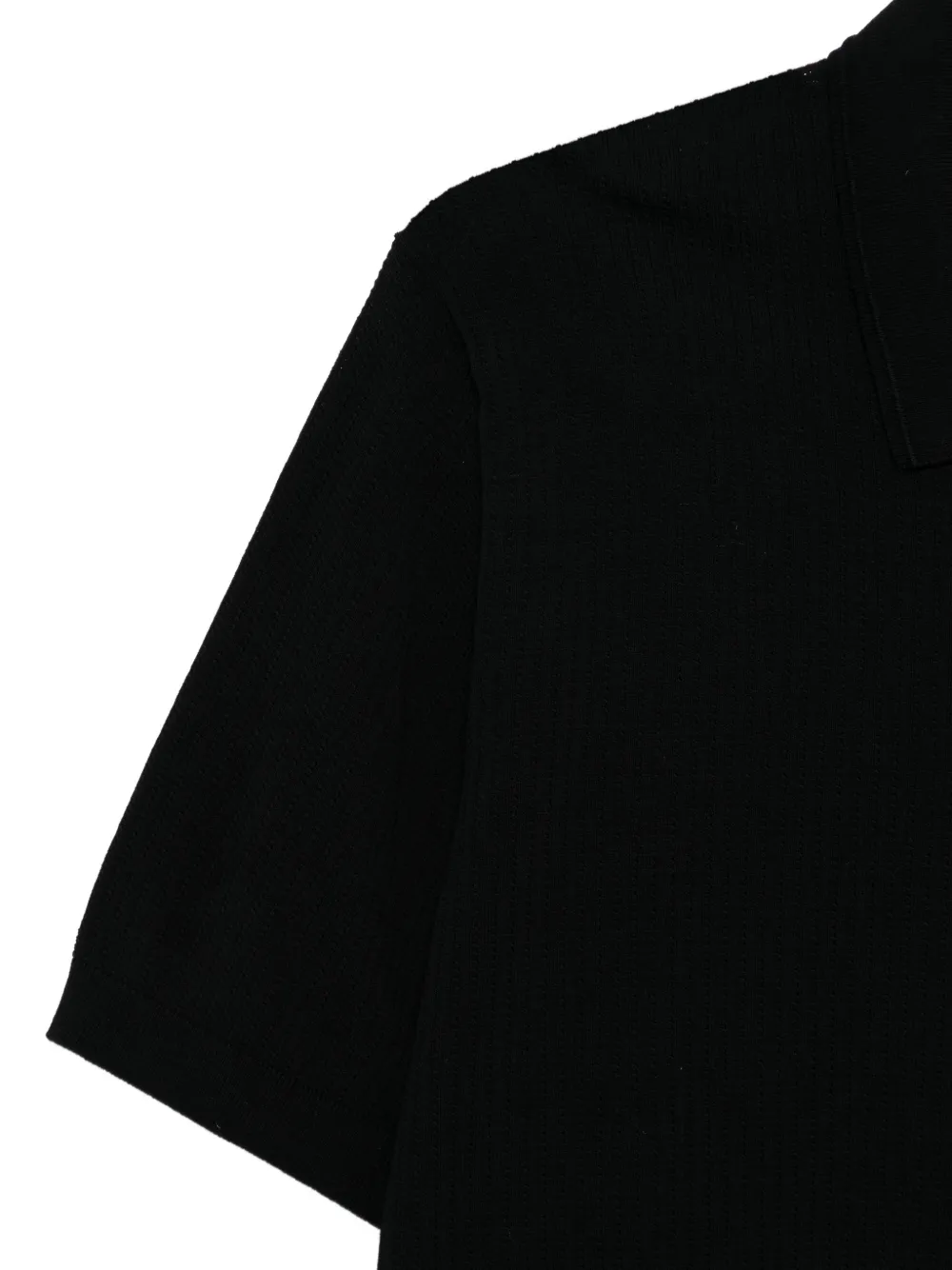 Kangra Ribgebreid poloshirt met rits Zwart