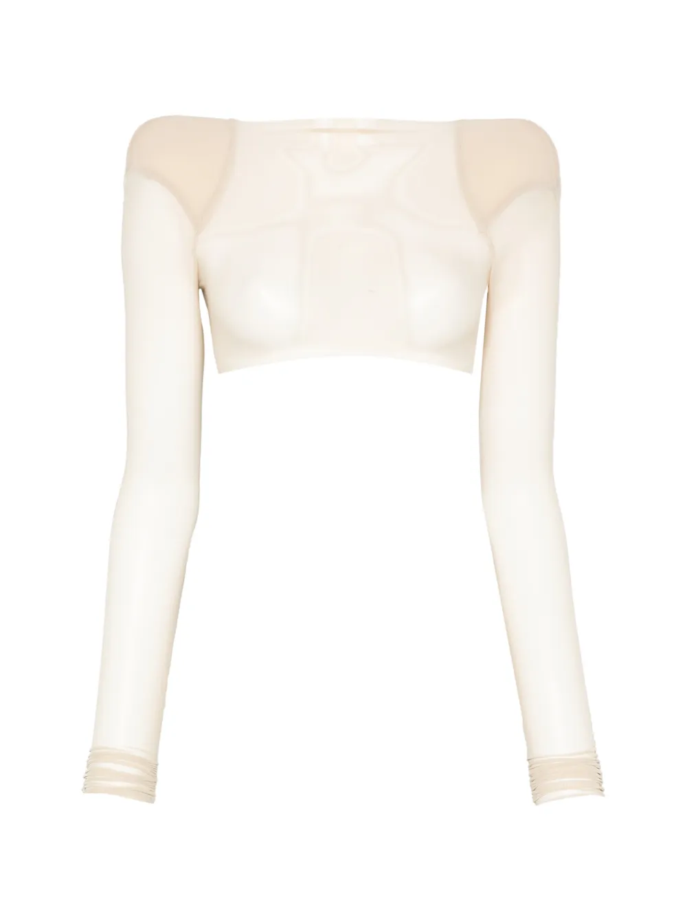 Rick Owens sheer structured-shoulder T-shirt - Toni neutri
