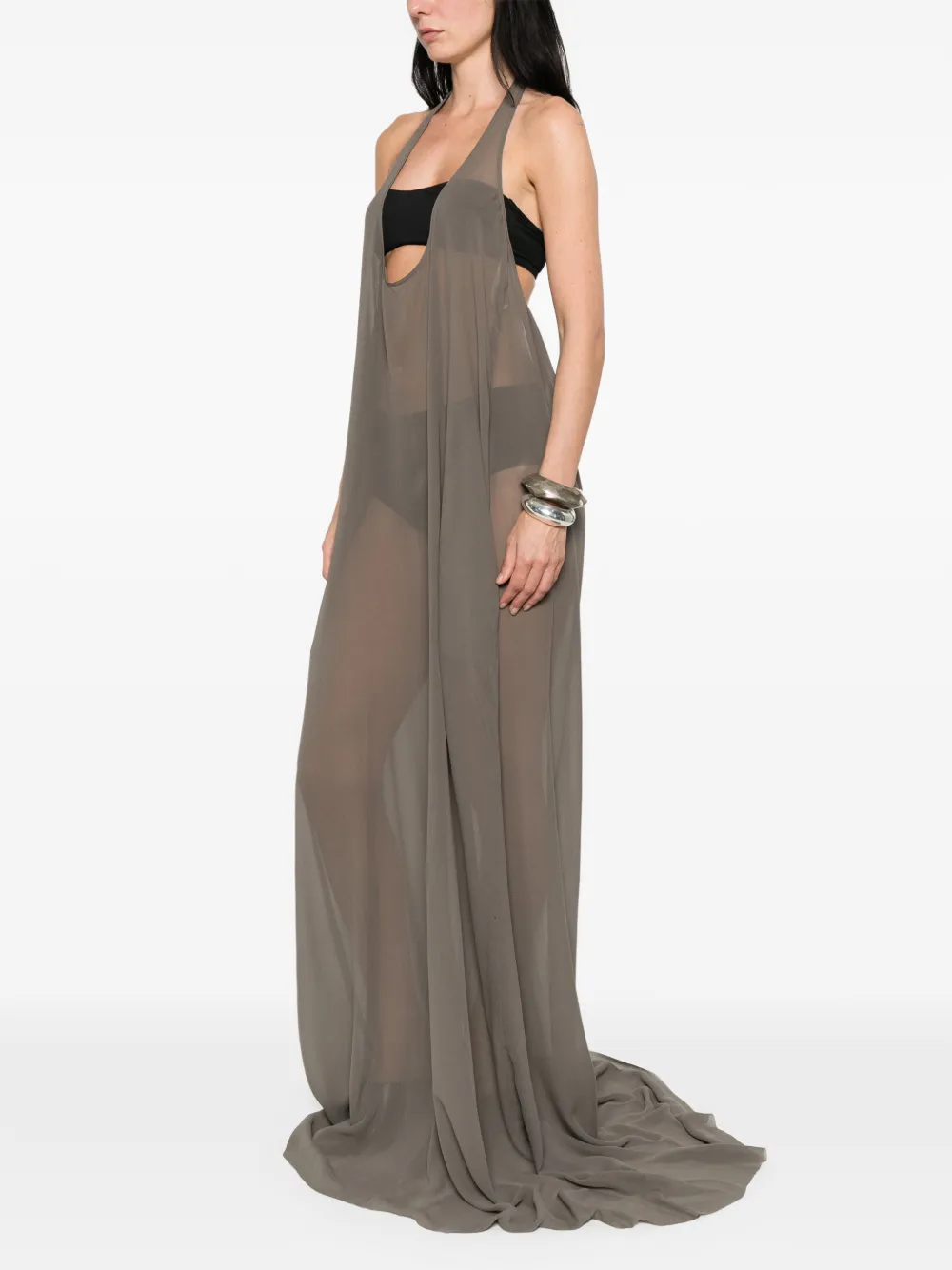 Rick Owens Haltar mouwloze maxi-jurk Bruin