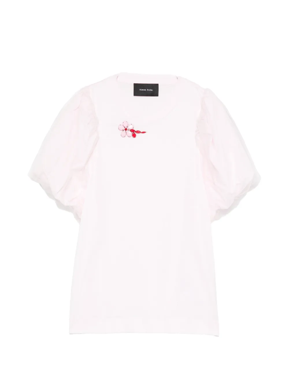 Simone Rocha puff-sleeve flower T-shirt - Rosa