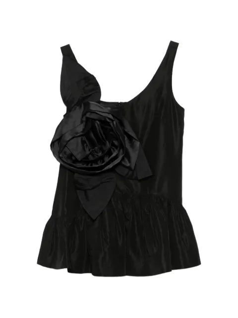Simone Rocha floral-appliqué ruffled taffeta top