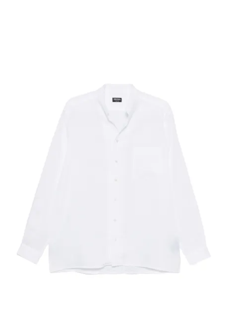 Zegna band-collar chest-pocket shirt