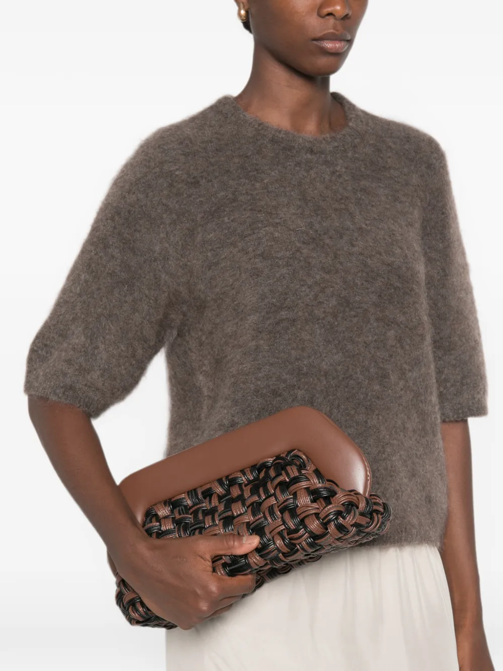 Themoirè Bios clutch Bruin