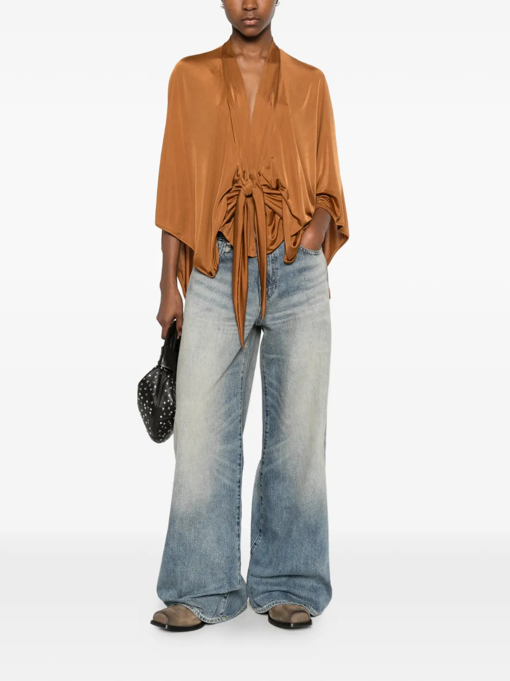 Rick Owens Lilies Blouse met geknoopt detail Bruin