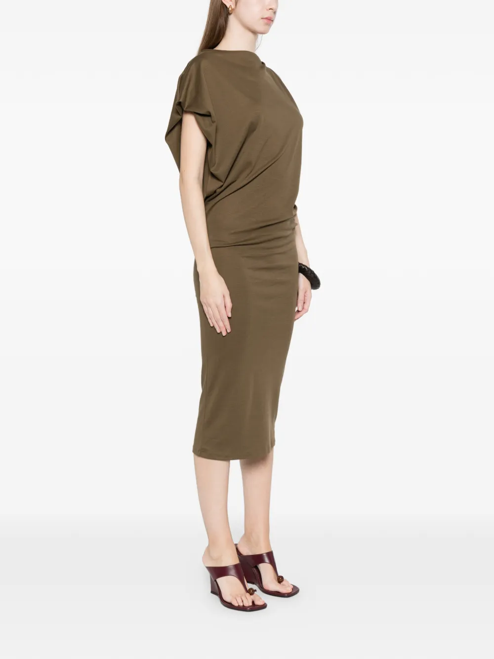  Jacquemus Drap Asymmetric Midi Dress - Green 