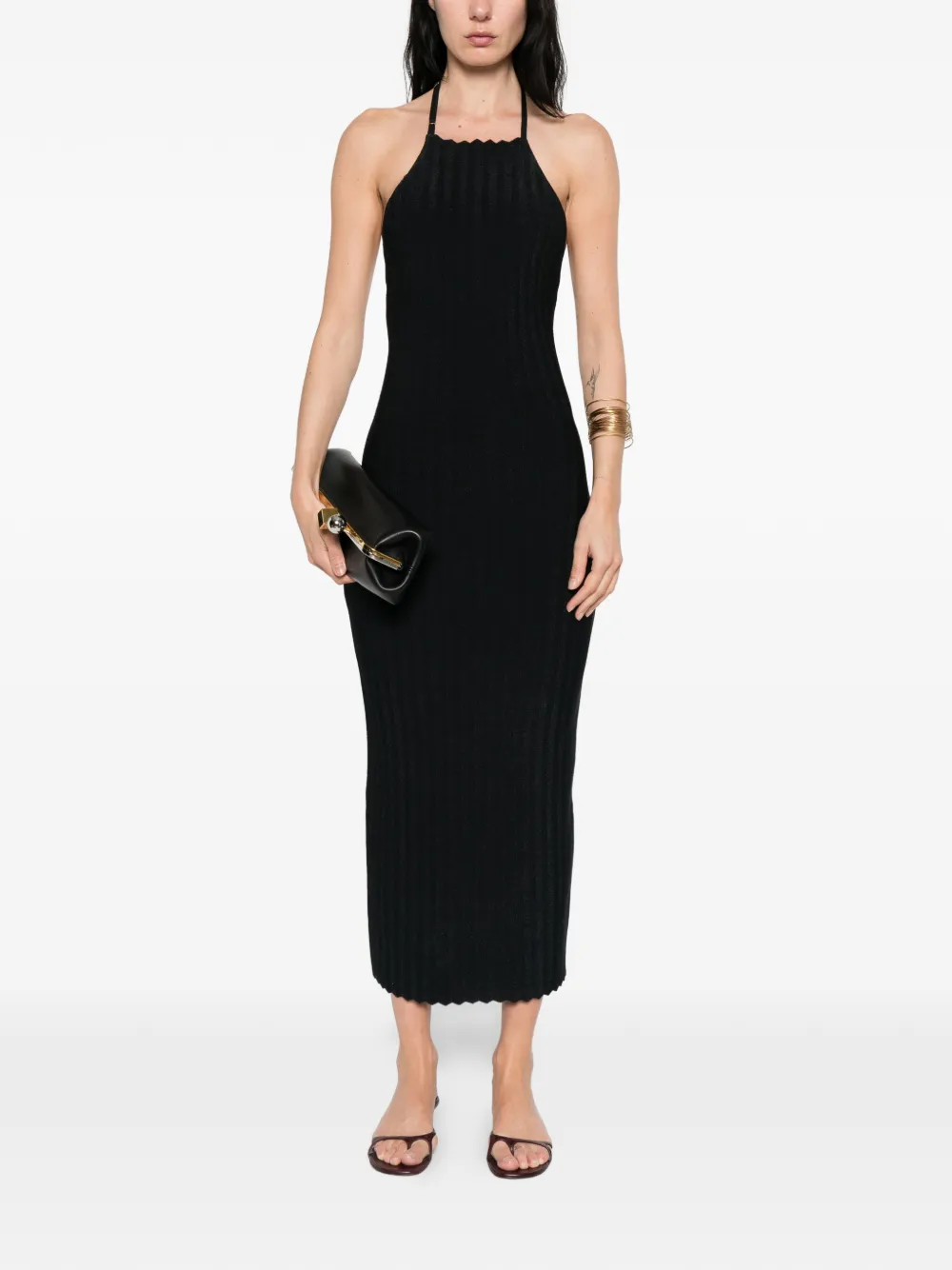 Jacquemus Tablier gebreide midi-jurk Blauw