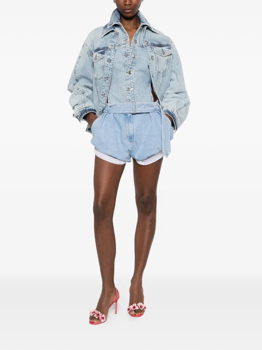  Magda Butrym Belted Shorts - Blue 
