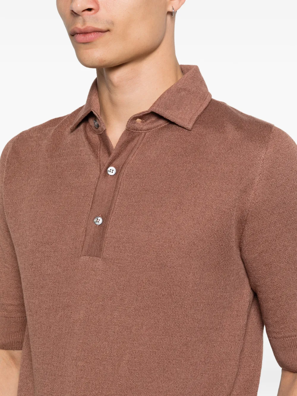Lardini Poloshirt met knopen Bruin