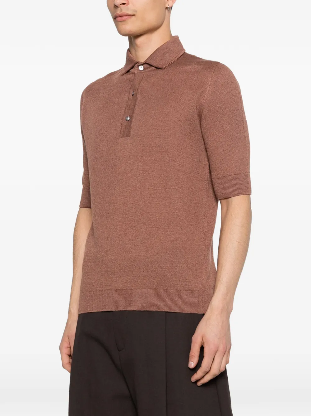  Lardini Buttoned Polo Shirt - Brown 