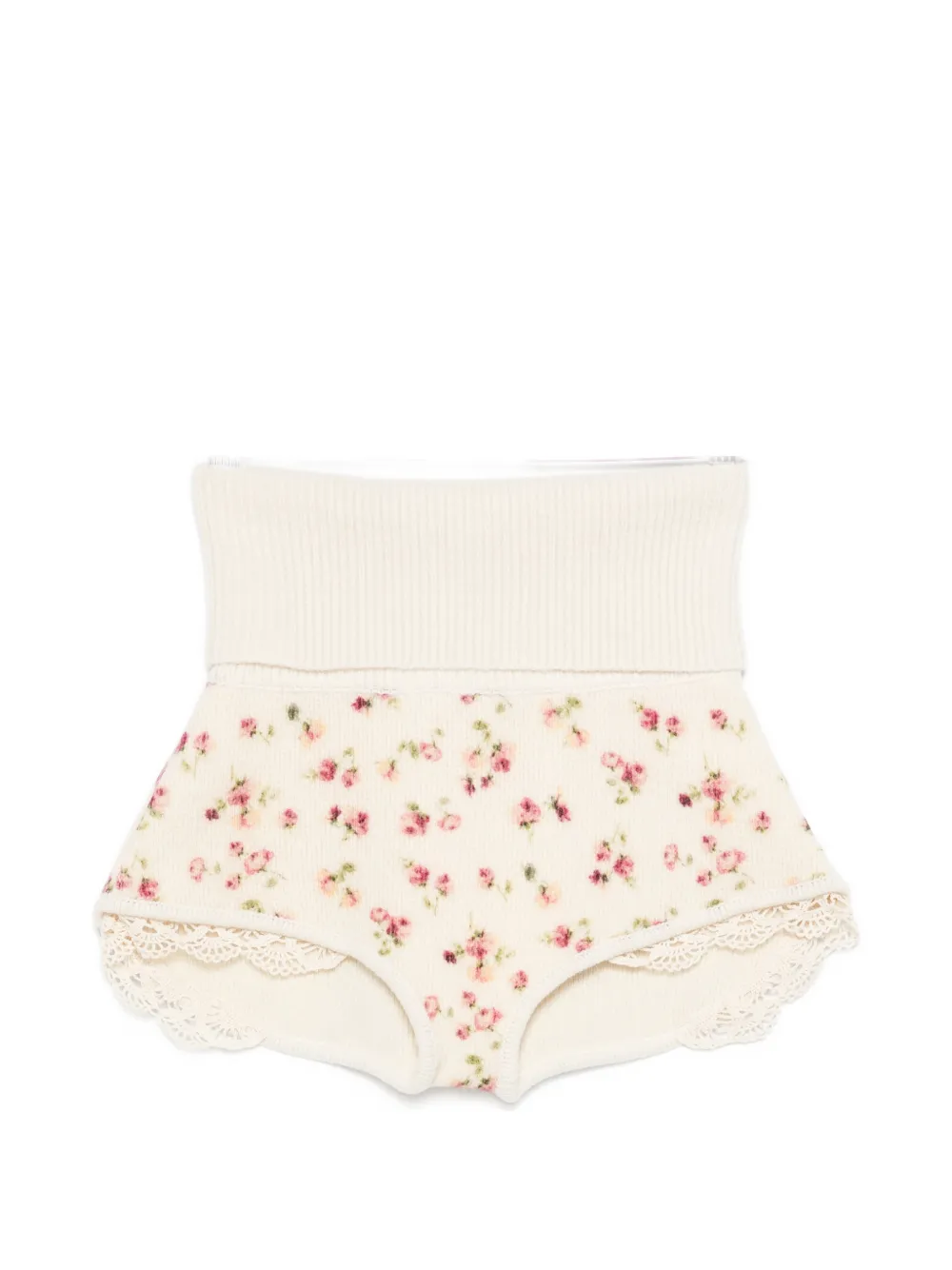 Magda Butrym floral-print lace shorts - Toni neutri